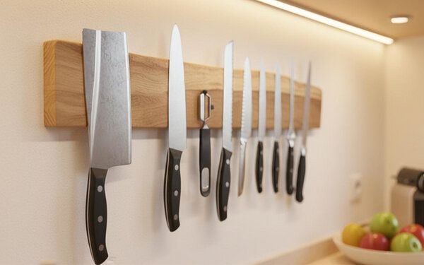 Portia by Callidus Designs Magnetische Messerleiste aus massiver Eiche mit Naturkante - Messerblock zur Wandmontage Portia by Callidus Designs Magnetische Messerleiste aus massiver Eiche mit Naturkante - Messerblock zur Wandmontage von Portia by Callidus Designs