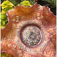 1914 Fenton „Cherry Chain" Marigold Karneval Glass 6 "Beerenschüssel von PortiasParlorofGlass