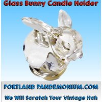 Vintage Glas Hase Kerzenhalter, Massiv, Geformt, Fetter Hockender Nimmt Eine Kerze Mit Einem Durchmesser Von 2, 5 cm, Funkelt Und Leuchtet von PortlandPandemonium