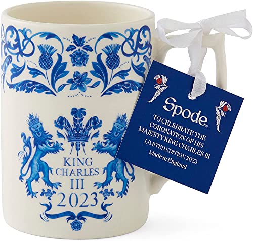 Portmeirion Home & Gifts Spode King Charles III Coronation Tasse, 340 ml, Blau und Weiß, hergestellt in Großbritannien von Portmeirion