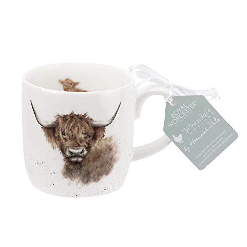 Wrendale Designs von Hannah Dale Highland Kuh Tasse, Bone China Porzellan, mehrfarbig von Royal Worcester