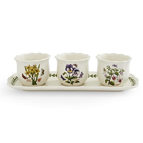 Portmeirion - Botanic Garden Bouquet Collection - Kräutertopf Set mit Tablett - Indoor Kräuter-Pflanztöpfe Caddy für Küche Fensterbank - 4-teiliges Set von Portmeirion