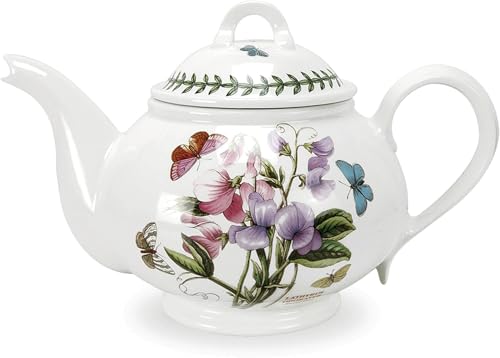 Portmeirion Botanic Garden Teekanne, Motiv Sweet Pea, feines Steingut, splitterfeste Glasur, spülmaschinen- und mikrowellengeeignet, hergestellt in England, ideal für Nachmittagstee und Brunch von Portmeirion