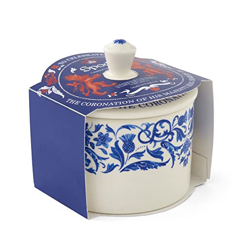 Portmeirion Home & Gifts Spode King Charles III Coronation Zuckerdose mit Deckel, 280 ml, Blau und Weiß von Portmeirion