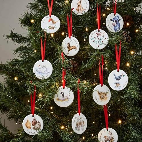 Portmeirion Wrendale 12 Days of Christmas Decorations, Knochenporzellan, Mehrfarbig, 7 cm von Portmeirion