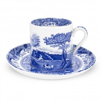 Spode Blaue italienische Kaffeetasse und Saucer 0.09L von Spode