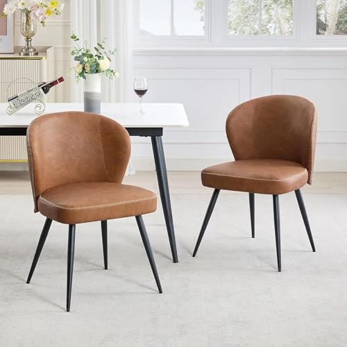 Esszimmerstühle 2er Set - Muschelsessel mit Rückenlehne - Schminktisch Stuhl - Gepolsterte Küchenstühle - Polstersessel Elegant - Akzentstuhl mit Metallbeinen - Bis 120 KG Belastbar - Braun Esszimmerstühle 2er Set - Muschelsessel mit Rückenlehne - Schminktisch Stuhl - Gepolsterte Küchenstühle - Polstersessel Elegant - Akzentstuhl mit Metallbeinen - Bis 120 KG Belastbar - Braun von PortoAlegre