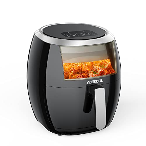 Heißluftfritteuse 8L XXL - Airfryer 1800W 8 Programmen - Fritteuse ohne Fett 360° Gar-System - Air Fryer mit Digitalem LED -Touchscreen - Timer, Antihaft-Beschichtung - Schwarz von PortoAlegre