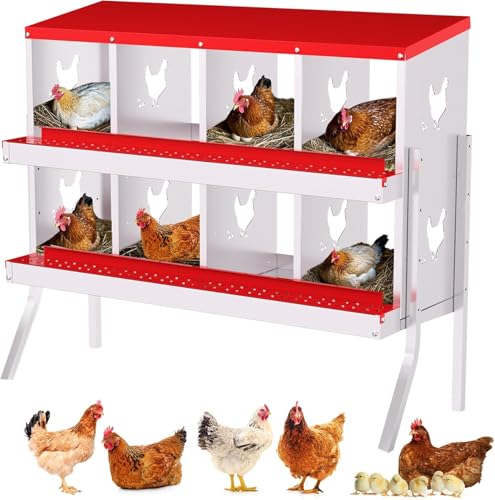 Hühner Legenester 8 Abteile aus Verzinktem Stahl - Legenester für Hühner mit Eierfach - Hühnernest Legebox Abrollnest mit Standbeine - Stabiler & Korrosionsbeständiger - 136 * 43 * 67 - Rot Hühner Legenester 8 Abteile aus Verzinktem Stahl - Legenester für Hühner mit Eierfach - Hühnernest Legebox Abrollnest mit Standbeine - Stabiler & Korrosionsbeständiger - 136 * 43 * 67 - Rot von PortoAlegre