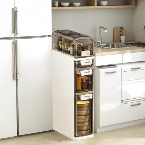 PortoAlegre 4 Tier Badezimmerschrank Schmal Wasserdicht Kunststoff Badschrank Mit Rädern Schubladen Und Toilettenpapierhalter Slim Beistellschrank Für Bad, Wohnzimmer, Küche, 18x41x78Cm PortoAlegre 4 Tier Badezimmerschrank Schmal Wasserdicht Kunststoff Badschrank Mit Rädern Schubladen Und Toilettenpapierhalter Slim Beistellschrank Für Bad, Wohnzimmer, Küche, 18x41x78Cm von PortoAlegre