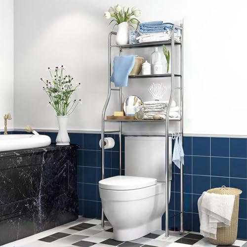 PortoAlegre Aufbewahrung über der Toilette, 3-stöckiges Standregale WC-Platzsparer Aufbewahrung Regale, Edelstahl Organisation Regale für Badezimmer, Toilette,Silber PortoAlegre Aufbewahrung über der Toilette, 3-stöckiges Standregale WC-Platzsparer Aufbewahrung Regale, Edelstahl Organisation Regale für Badezimmer, Toilette,Silber von PortoAlegre