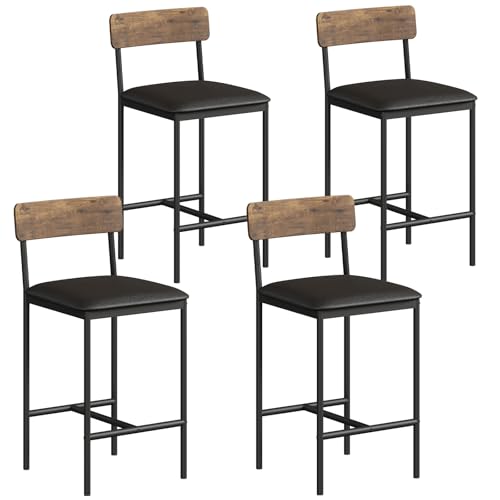 PortoAlegre Barhocker 4er Set, 64 cm Hohe Küchenhocker mit Fußstütze, Rückenlehne und Gepolsterter, Barhocker aus Kunstleder Metall für Bar Küche Theke Café,Braun PortoAlegre Barhocker 4er Set, 64 cm Hohe Küchenhocker mit Fußstütze, Rückenlehne und Gepolsterter, Barhocker aus Kunstleder Metall für Bar Küche Theke Café,Braun von PortoAlegre
