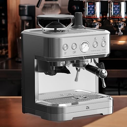 PortoAlegre Espressomaschine mit Integrierter Kaffeemühle 15 Bar Pumpe 1350W Edelstahl Brushed 250g Bohnenbehälter Konusmahlwerk PID Temperaturkontrolle Dampfdüse Siebträger PortoAlegre Espressomaschine mit Integrierter Kaffeemühle 15 Bar Pumpe 1350W Edelstahl Brushed 250g Bohnenbehälter Konusmahlwerk PID Temperaturkontrolle Dampfdüse Siebträger von PortoAlegre