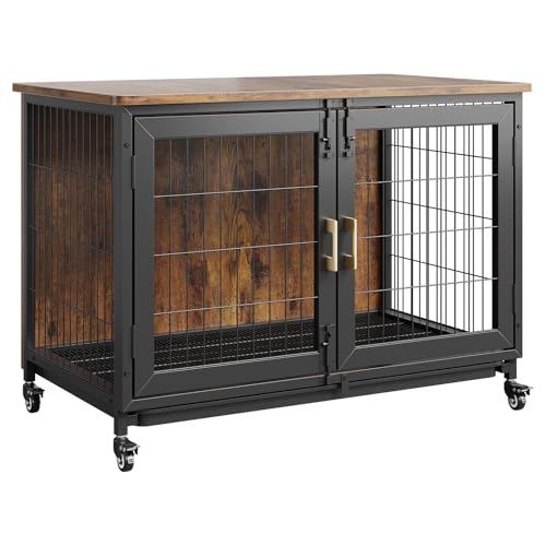 PortoAlegre Hundebox mit Rädern, Große Hundekäfig Möbel mit herausnehmbarem Mehrzweck-Tablett, Einfache Reinigung Dekorative Hundebox mit 2 Türen für Kleine, Mittelgroße und Große Hunde,95x55.9x65cm PortoAlegre Hundebox mit Rädern, Große Hundekäfig Möbel mit herausnehmbarem Mehrzweck-Tablett, Einfache Reinigung Dekorative Hundebox mit 2 Türen für Kleine, Mittelgroße und Große Hunde,95x55.9x65cm von PortoAlegre