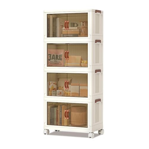 PortoAlegre Stapelbare Ordnungsboxen mit Rollen und Deckel (4 x 80 l) - Faltbarer wasserdichter Behälter für Schlafzimmer, Küche und Wohnzimmer, Maße 65 x 42 x 145,5 cm von PortoAlegre