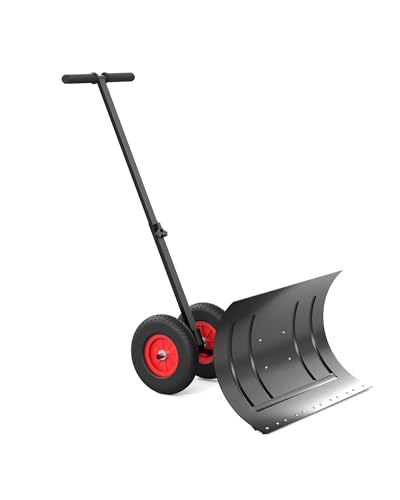 Schneeschaufel mit Rädern 74x35 cm, rückenschonender Schneeschieber auf Rädern mit 5-Fach Höhenverstellung, zusammenklappbares Metall-Schneeschild für Garten, Gehwege und Auffahrten Schneeschaufel mit Rädern 74x35 cm, rückenschonender Schneeschieber auf Rädern mit 5-Fach Höhenverstellung, zusammenklappbares Metall-Schneeschild für Garten, Gehwege und Auffahrten von PortoAlegre