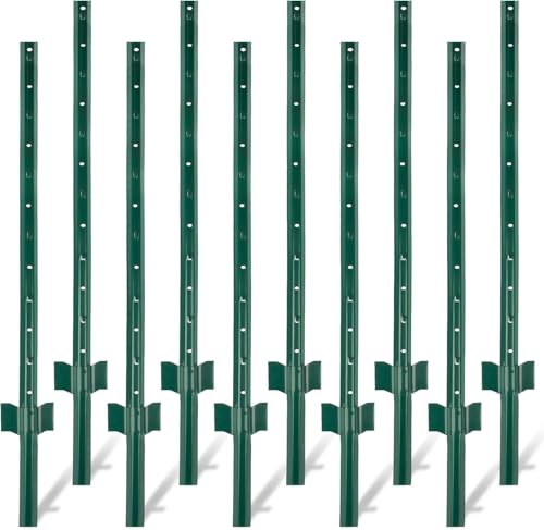 Steckzaun, Zaunpfosten 121CM Robuste Metallpfosten 10 Stück Gartenzaun zum Stecken Sichtschutz Garten Kein Graben Garten U-Pfosten für Drahtzaun Stahlpfosten für Hof, Outdoor-Draht Steckzaun, Zaunpfosten 121CM Robuste Metallpfosten 10 Stück Gartenzaun zum Stecken Sichtschutz Garten Kein Graben Garten U-Pfosten für Drahtzaun Stahlpfosten für Hof, Outdoor-Draht von PortoAlegre