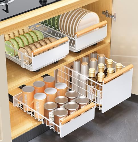 Teleskopschublade, Metall Ausziehbare Schublade Für Küchenschränke Küche Organizer Schrank, Slide Out Organizer Mit Griff, Aufbewahrungsregal Für Küche Pantry, Kein Bohren von PortoAlegre