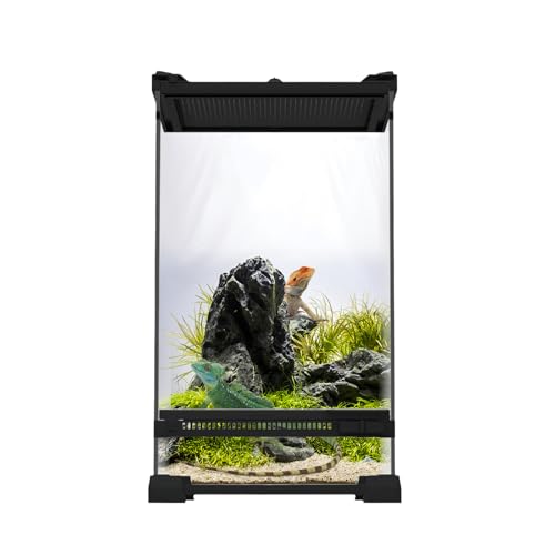 Terrarium aus Glas, Reptilien-Beobachtungsbox mit Frontbelüftung, Reptilien-Haustier-Lebensraum mit Ausbruchsicherer Drehverschluss für Amphibien, Spinne, Schwarz, 25x25x35cm Terrarium aus Glas, Reptilien-Beobachtungsbox mit Frontbelüftung, Reptilien-Haustier-Lebensraum mit Ausbruchsicherer Drehverschluss für Amphibien, Spinne, Schwarz, 25x25x35cm von PortoAlegre