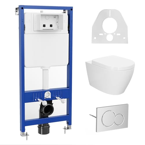 Vorwandelement Wc Set Komplett, Basic Vorwandelement+D Shape Weiß Wand Wc+WC Sitz mit Absenkautomatik + Schallschutzmatte, inkl. Betätigungsplatte, Wassersparend, Leise, Höhenverstellbar Vorwandelement Wc Set Komplett, Basic Vorwandelement+D Shape Weiß Wand Wc+WC Sitz mit Absenkautomatik + Schallschutzmatte, inkl. Betätigungsplatte, Wassersparend, Leise, Höhenverstellbar von PortoAlegre