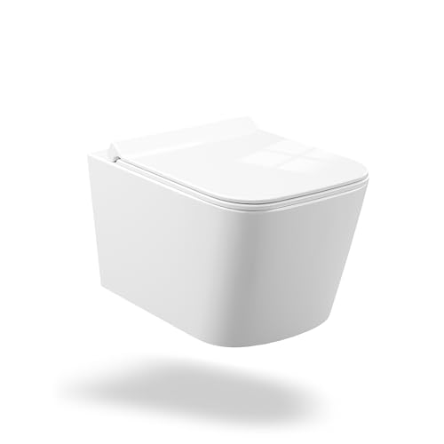Wandhängende Toilette Ohne Spülrand, Super Swirl Technik, Leicht Zu Reinigen & Kraftvoll Spülend, Hänge WC Aus Keramik Mit Komplett Umschließendem UF-Sitz, Modernes Design Für Bad & Gäste-WC Wandhängende Toilette Ohne Spülrand, Super Swirl Technik, Leicht Zu Reinigen & Kraftvoll Spülend, Hänge WC Aus Keramik Mit Komplett Umschließendem UF-Sitz, Modernes Design Für Bad & Gäste-WC von PortoAlegre