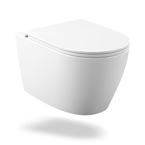 Wandhängendes WC Keramik Set Ohne Spülrand Mit Toilettendeckel Absenkautomatik Effiziente 360 Grad Spültechnik Leise Spülung d Form Lang 555 Cm Weiss Hänge WC Set Modern Wandhängendes WC Keramik Set Ohne Spülrand Mit Toilettendeckel Absenkautomatik Effiziente 360 Grad Spültechnik Leise Spülung d Form Lang 555 Cm Weiss Hänge WC Set Modern von PortoAlegre