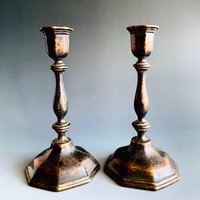 Vintage Messing Kerzenleuchter Spitzkerzen Kammerkerzen Paar Vintage Messing Kerzenleuchter Spitzkerzen Kammerkerzen Paar von PortugueseVintage