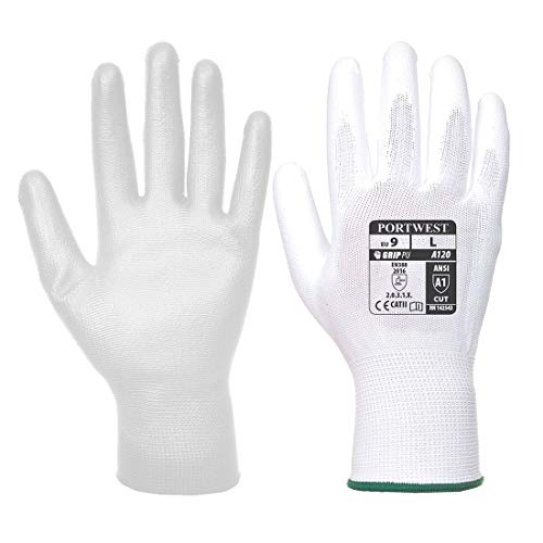 Portwest A120 atmungsaktiver PU-Handflächenhandschuh, weiß, XX-Large von Portwest