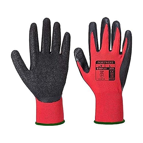 Portwest Flex Grip Latex Handschuh, Größe: XXL, Farbe: Rot/Schwarz, A174R8RXXL von Portwest