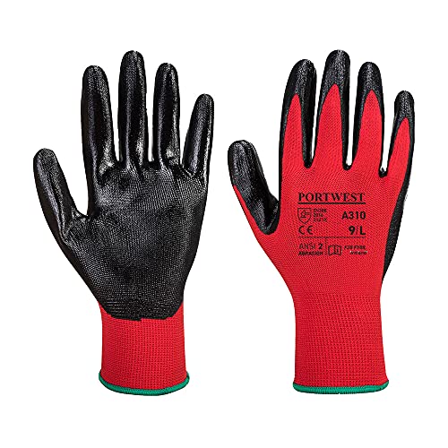 Portwest Flexo Grip Nitril Handschuh , Größe: L, Farbe: Rot/Schwarz, A310R8RL von Portwest