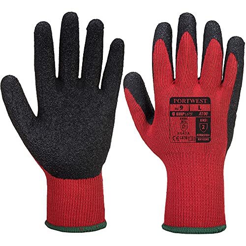 Portwest Grip Latex-Handschuh, Größe: L, Farbe: Rot/Schwarz, A100R8RL von Portwest