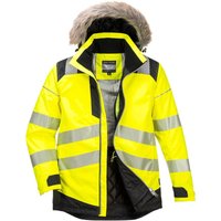 Hochsichtbarer Winterparka PW3 Gelb/Schwarz S von Portwest