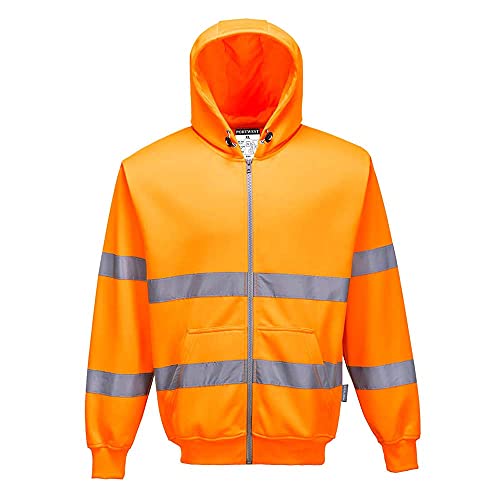 PORTWEST B305 - Warnschutz-Reißverschluss Kapuzen-Sweatshirt, 1 Stück, S, Orange, B305ORRS von Portwest