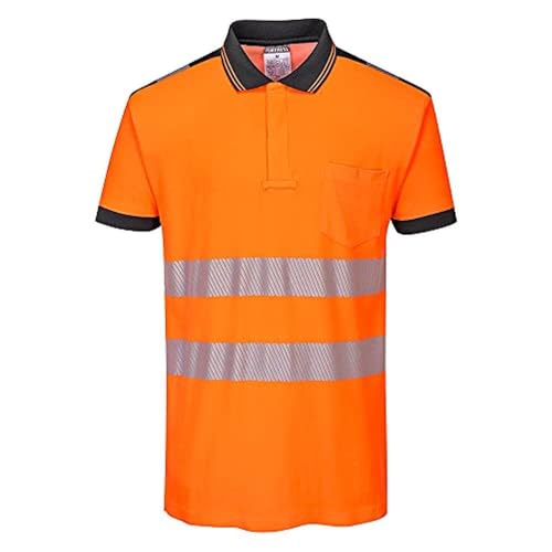 Portwest PW3 Warnschutz-Poloshirt, Größe: M, Farbe: Orange/Schwarz, T180OBRM von Portwest