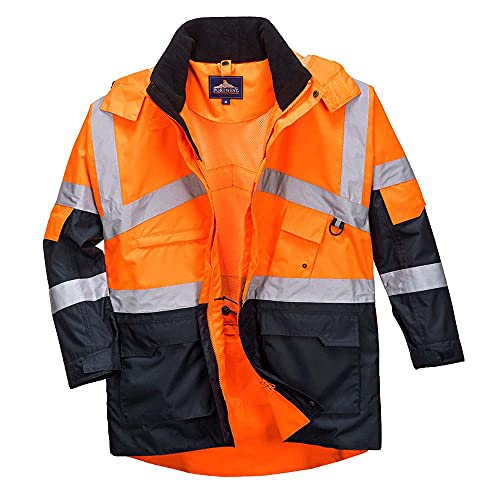 Portwest 2-farbige atmungsaktive Warnschutzjacke, Größe: XL, Farbe: Orange/Marine, S760ONRXL von Portwest