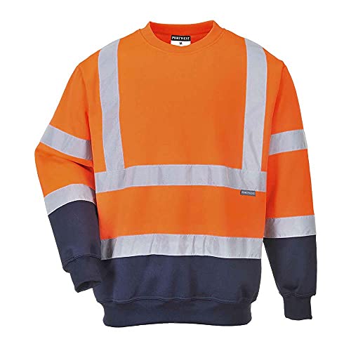 Portwest 2-farbiges Warnschutz-Sweatshirt, Größe: L, Farbe: Orange/Marine, B306ONRL von Portwest