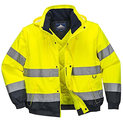 Portwest 2-in-1-Sicherheitsjacke. Farbe: Gelb/Marineblau, Größe: XXL, C468YERXXL von Portwest