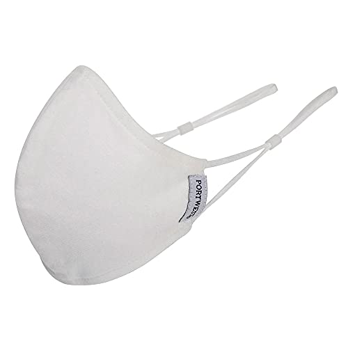 Portwest 2-lagige Anti-Mikrobielle Stoffmaske (Pk25), Größe: Einheitsgröße, Farbe: Weiß, CV22WHR von Portwest