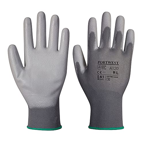 Portwest A120 Atmungsaktiver Handschuh aus PU-Kunststoff, Größe L, Grau von Portwest