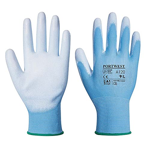 Portwest A120 atmungsaktiver PU-Handflächenhandschuh, blau, XS von Portwest