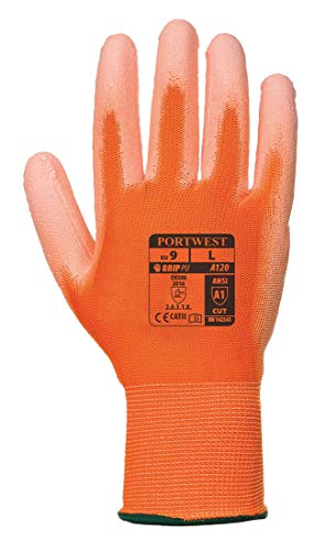 Portwest A120 atmungsaktiver PU-Handflächenhandschuh, Orange, groß von Portwest