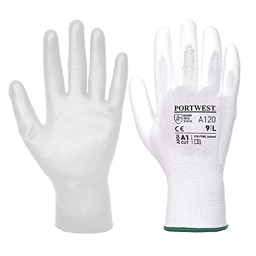 Portwest A120 atmungsaktiver PU-Handflächenhandschuh, weiß, 3X-Large von Portwest