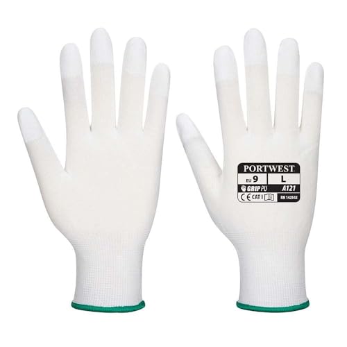 Portwest PU-Fingerkuppen Handschuh, Größe: L, Farbe: Weiß, A121WHRL von Portwest