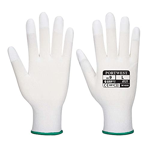 Portwest PU-Fingerkuppen Handschuh, Größe: M, Farbe: Weiß, A121WHRM von Portwest