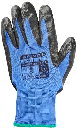 Portwest A320 Dexti Grip Handschuhe, Nylon, 1 Paar, Size: Large, schwarz/blau, 1 von Portwest