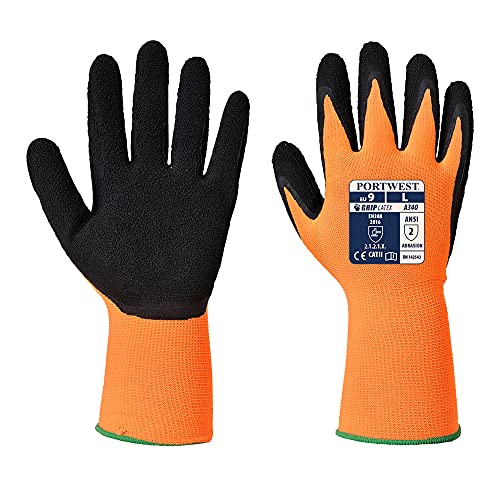 Portwest HiVis Grip Handschuh - Latexschaum, Größe: XXL, Farbe: Orange/Schwarz, A340ORBXXL von Portwest