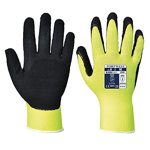 Portwest HiVis Grip Handschuh - Latexschaum, Größe: XXL, Farbe: Gelb, A340YERXXL von Portwest