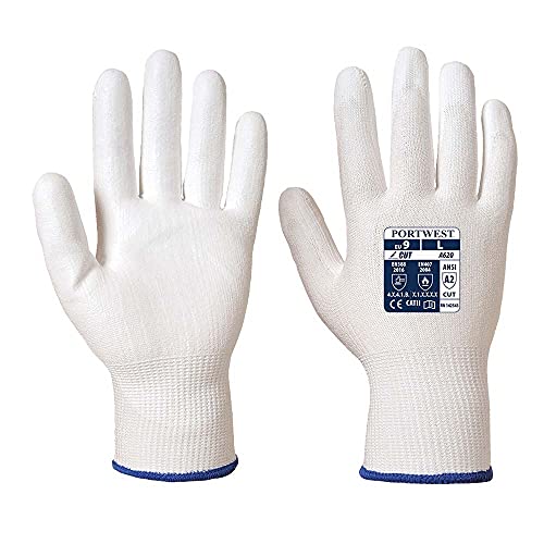 Portwest LR Cut PU Palm Glove, Color: White, Size: XL, A620W6RXL von Portwest