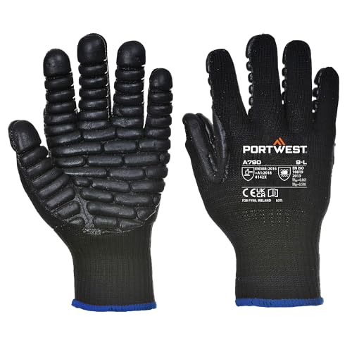 Portwest Anti-Vibrations-Handschuh, Größe: XL, Farbe: Schwarz, A790BKRXL von Portwest