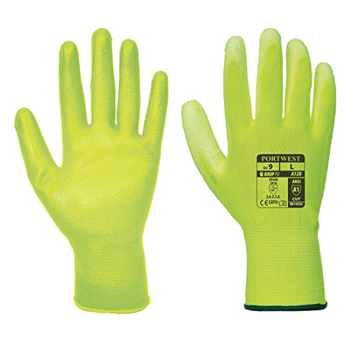 Portwest A120 atmungsaktiver PU-Handflächenhandschuh, gelb, X-Large von Portwest